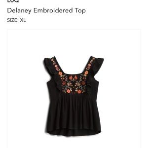 LUQ Delaney embroidered ruffle top XL